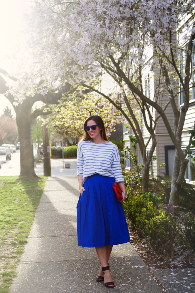 to vogue or bust, vancouver style blog, vancouver fashion blog, vancouver fashion, canadian fashion blog, alexandra grant, 424 fifth skirt, 424 fifth sweater, h&m heels, mary nichols bag, forever 21 bangles, kv bijou ring, brooklyn designs ring, spring style