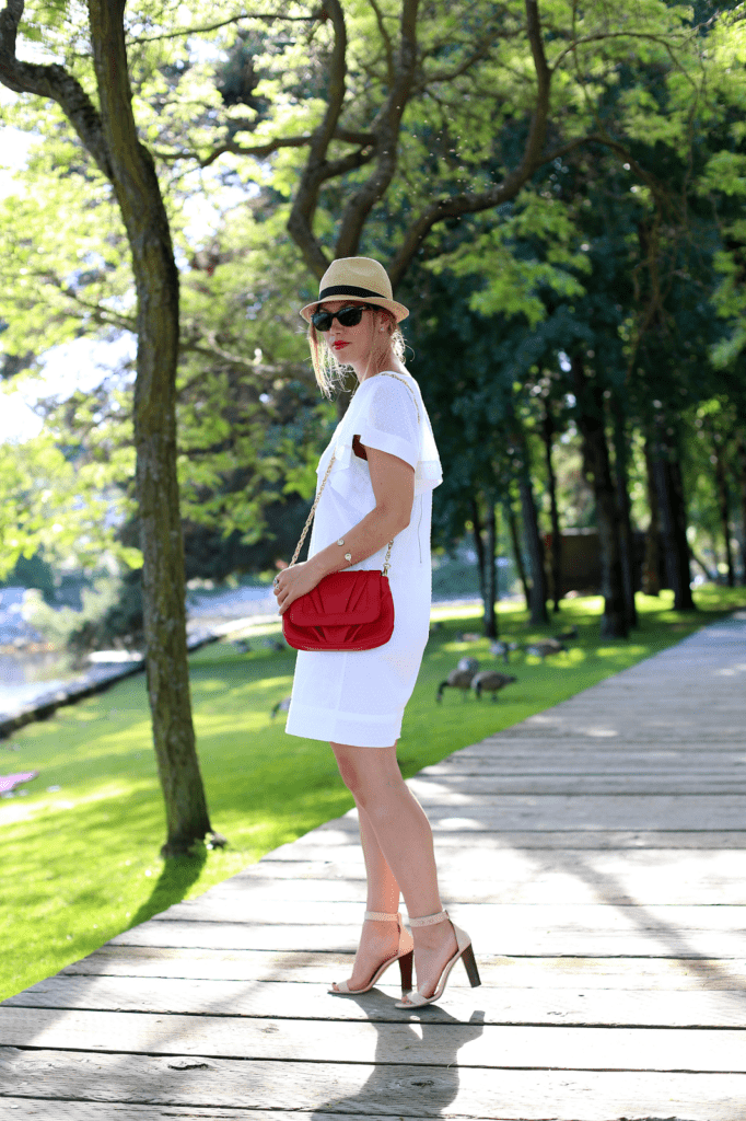 to vogue or bust, vancouver style blog, vancouver fashion blog, vancouver fashion, canadian fashion blog, alexandra grant, jcrew dress, gap hat, jcrew heels, mary nichols bag, summer style, love coco earrings, top vancouver style blog, top canadian fashion blog, top style blog