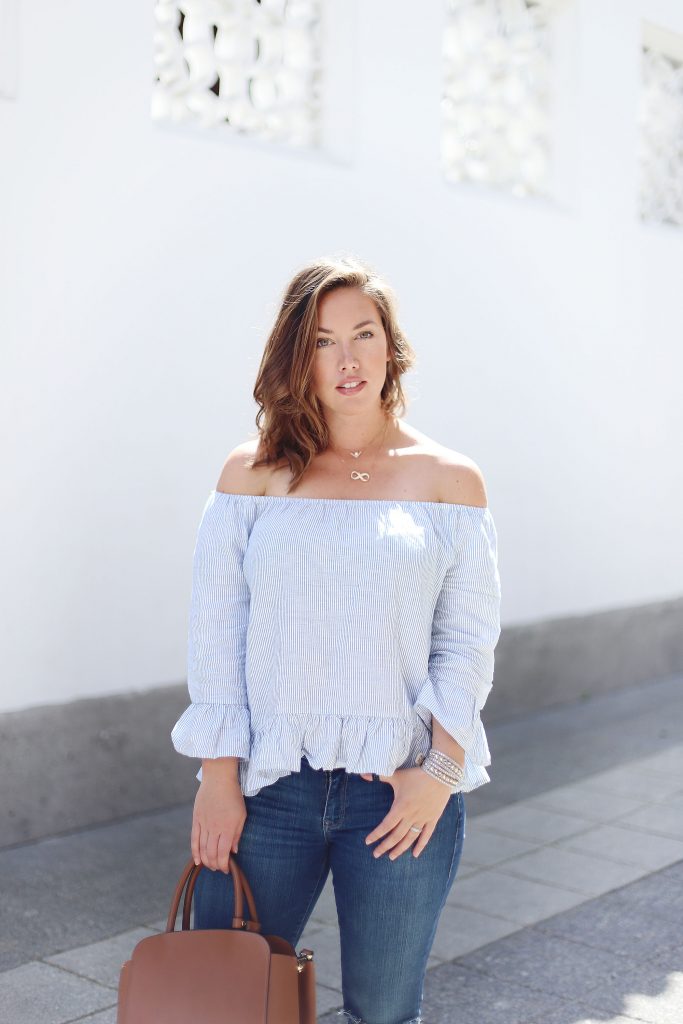 How to style an off-the-shoulder top