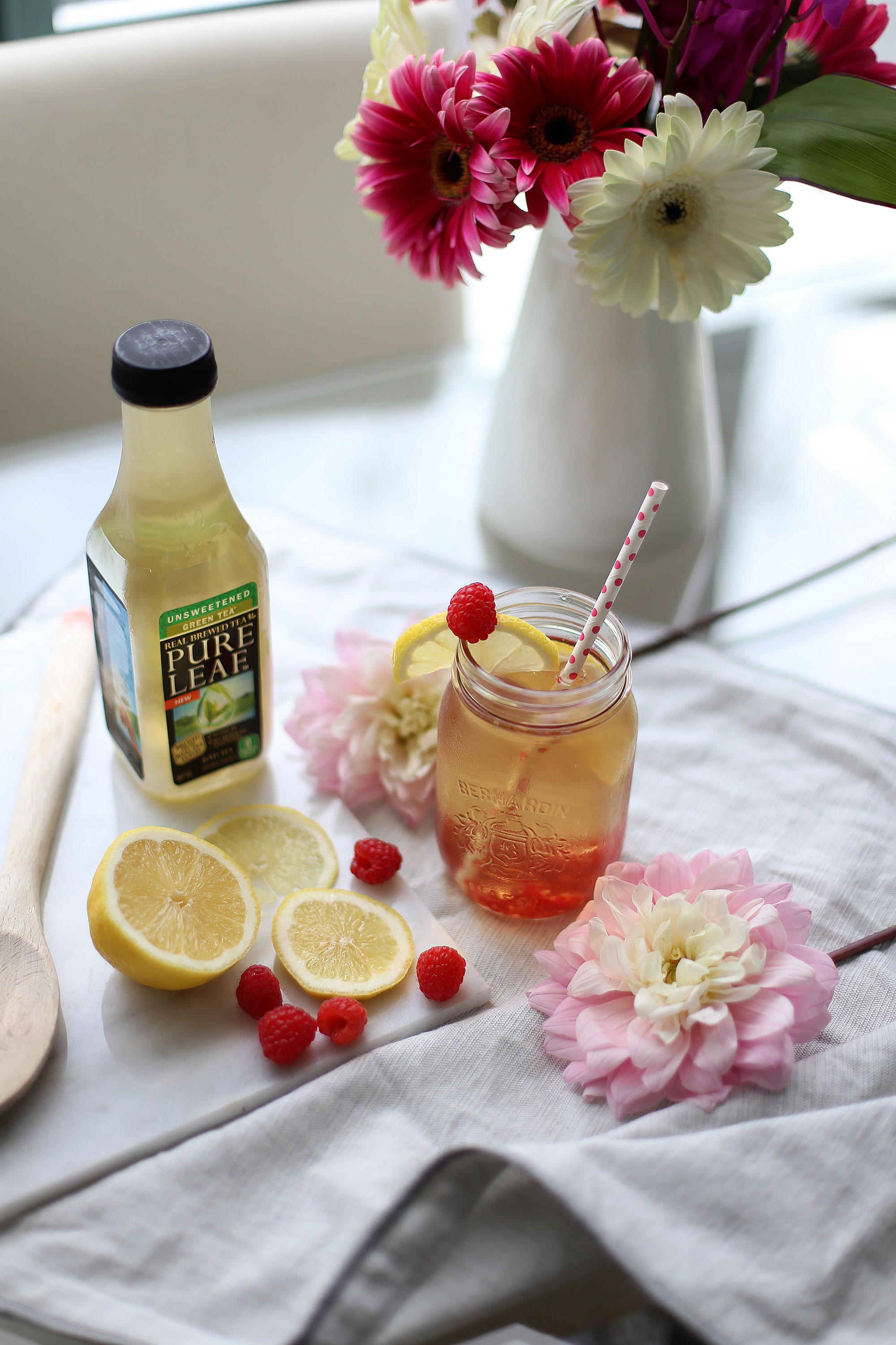 Raspberry lemon cocktail with Pure Leaf Iced Tea