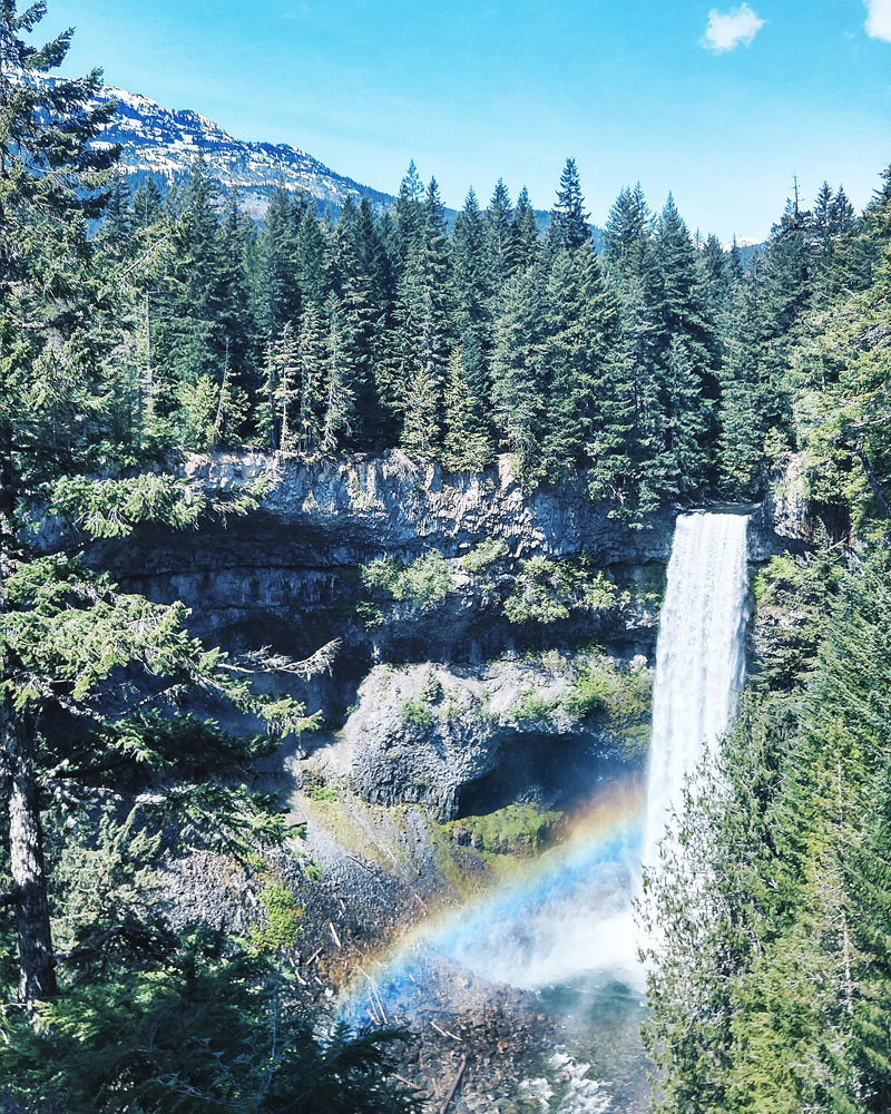 Rainbow over Brandywine Falls hike in Whistler, Canada