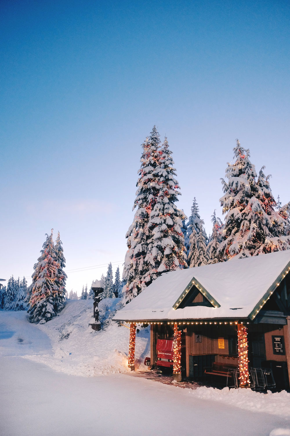 Things to do in Vancouver at Christmas - Grouse Mountain Peak of Christmas ice skating, snowshoeing and skiing