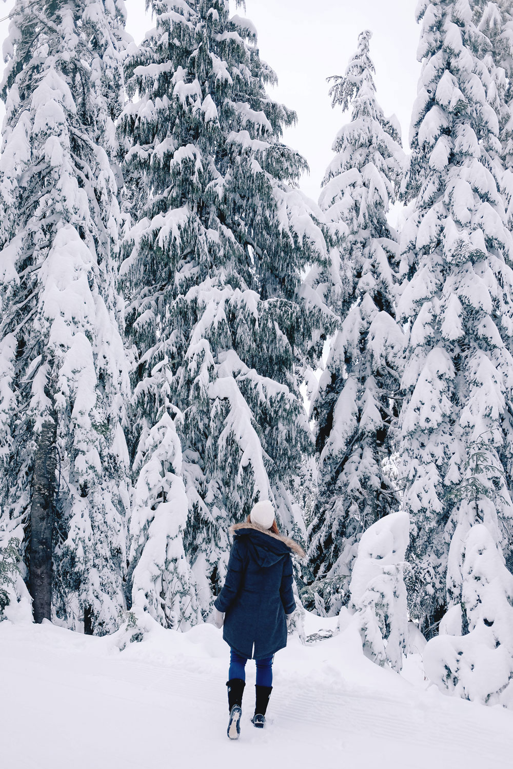 Best winter outfit ideas in the snow in Aritzia Community parka, James jeans skinny jeans, White and Warren cashmere sweater, Aritzia blanket scarf, Hershel beanie, Sorel snow boots styled by To Vogue or Bust at Grouse Mountain, Vancouver