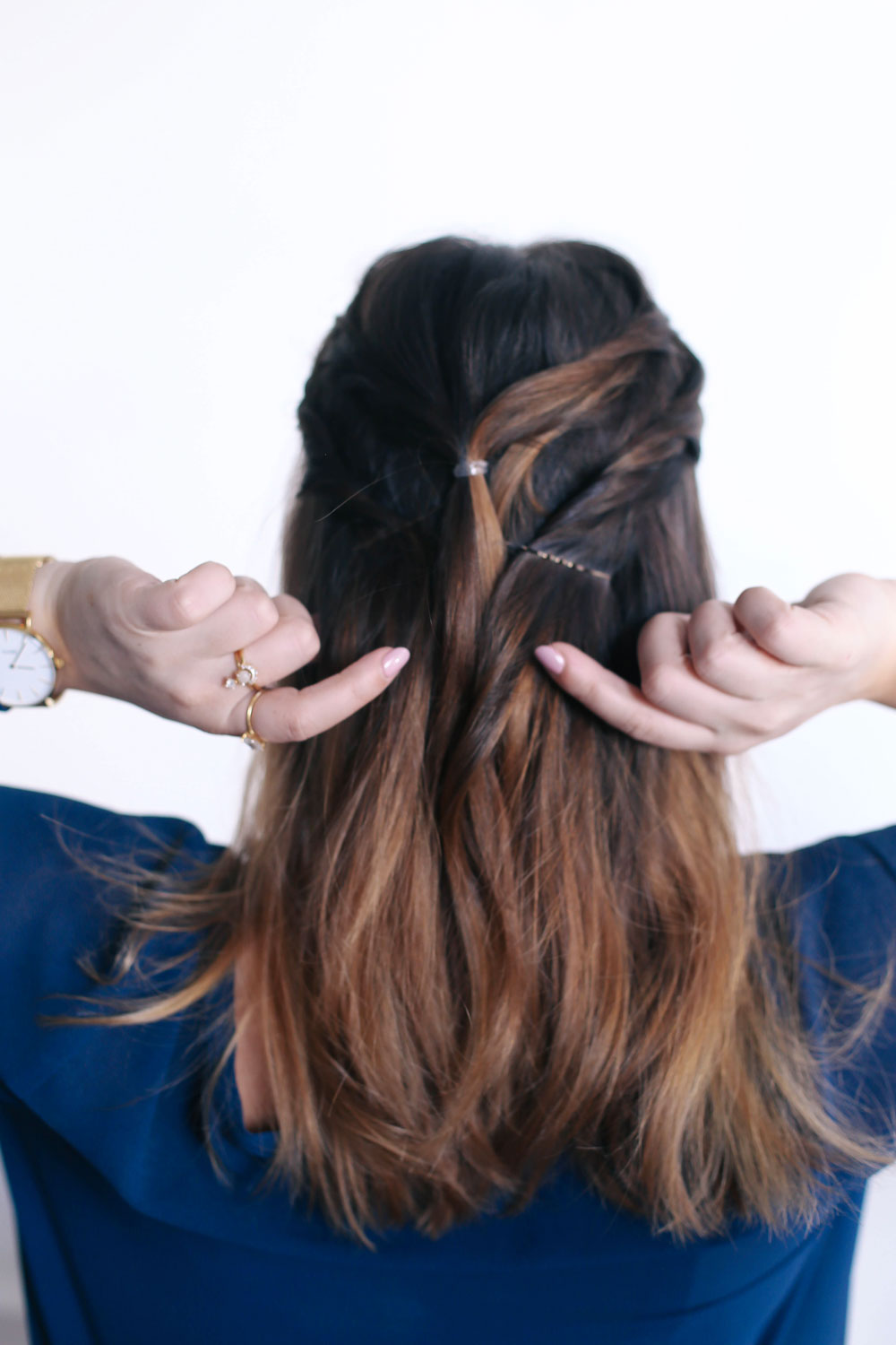 Second day hair styles with John Frieda, John Frieda Luxurious Volume Dry Shampoo, Frizz Ease Touch-Up Crème, John Frieda Brilliant Brunette Visibly Deeper Collection styled by To Vogue or Bust 