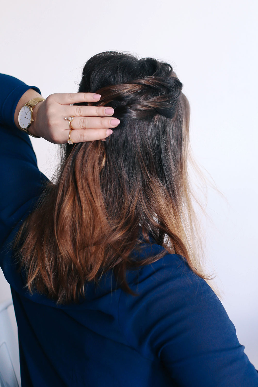 Second day hair styles with John Frieda, John Frieda Luxurious Volume Dry Shampoo, Frizz Ease Touch-Up Crème, John Frieda Brilliant Brunette Visibly Deeper Collection styled by To Vogue or Bust 