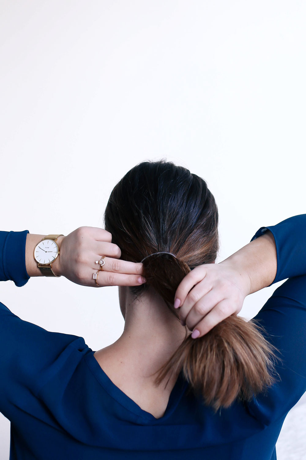 How to create a braided knot, second day hairstyle, with John Freida, Brilliant Brunette Visibly Deeper collection by To Vogue or Bust