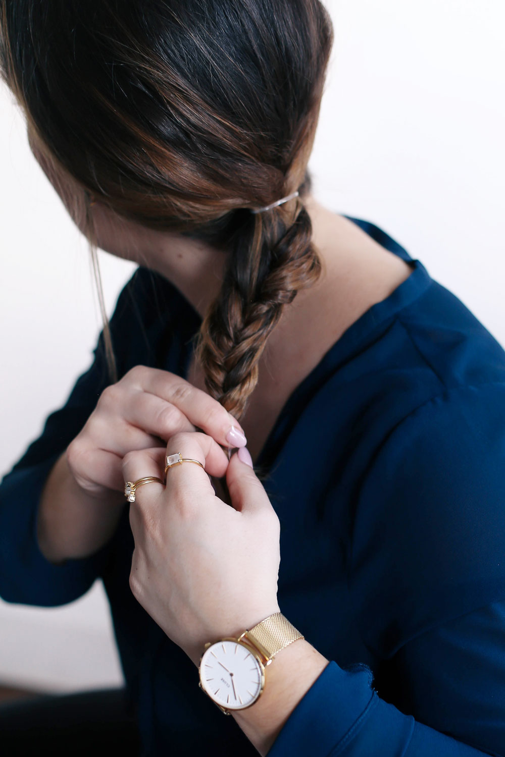 How to create a braided knot, second day hairstyle, with John Freida, Brilliant Brunette Visibly Deeper collection by To Vogue or Bust