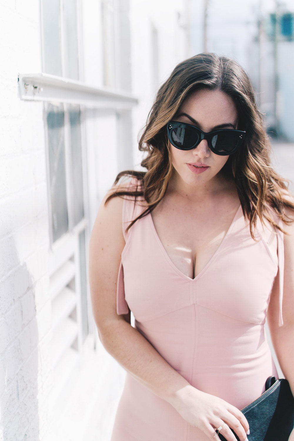 How to style pink spring trend in Aritzia dress, Mackage leather jacket, Celine Sunglasses, Cluse watch, Nine West heels, how to style spring dress, Aritzia spring 2017, how to wear pink on To Vogue or Bust