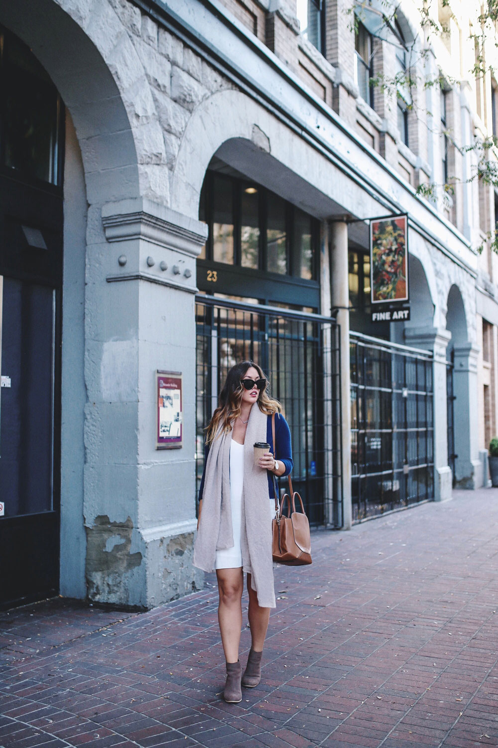 Fall transition style slip dress with aritzia bega bag by To Vogue or Bust