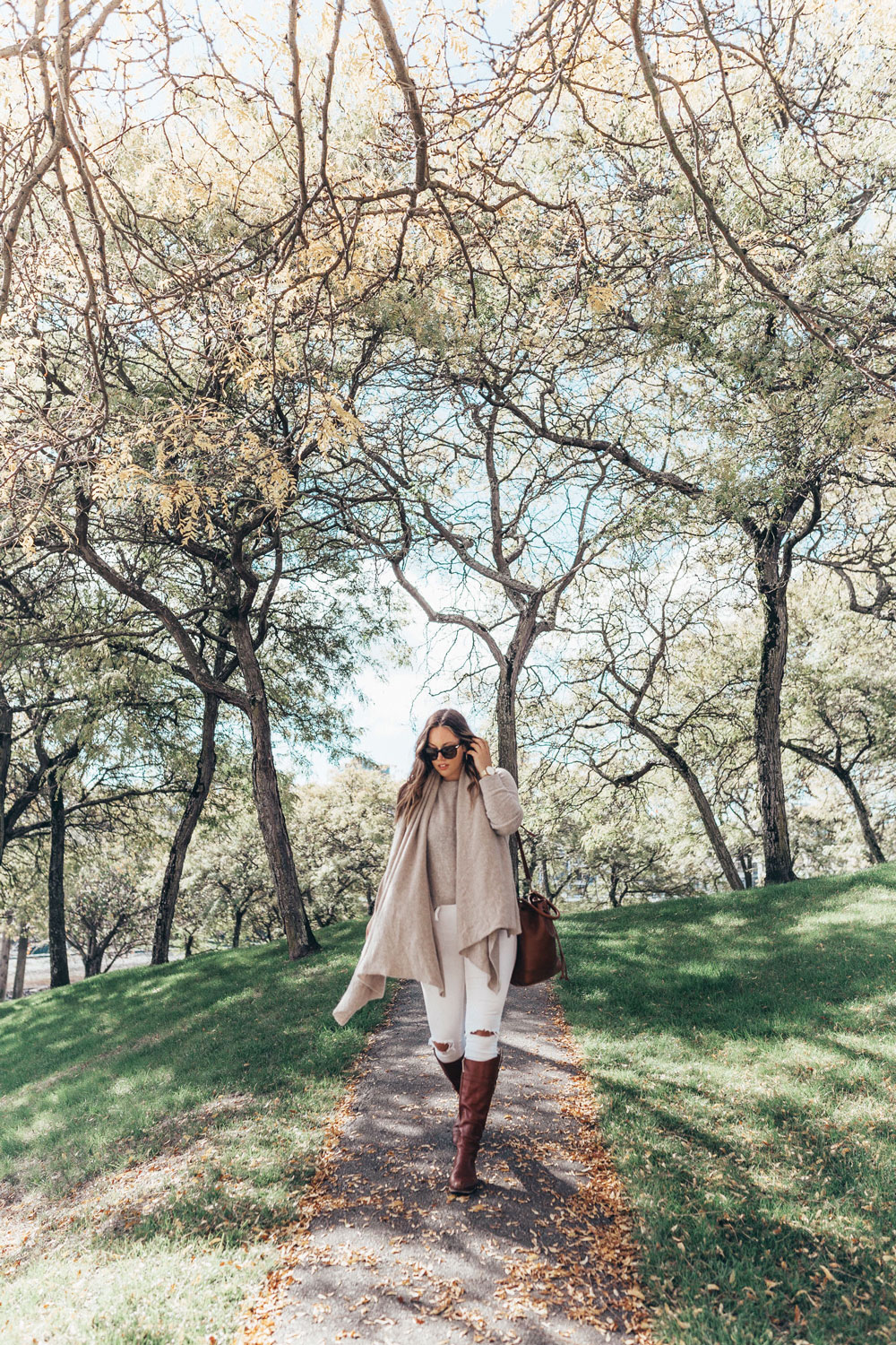 To Vogue or Bust wears white denim for fall