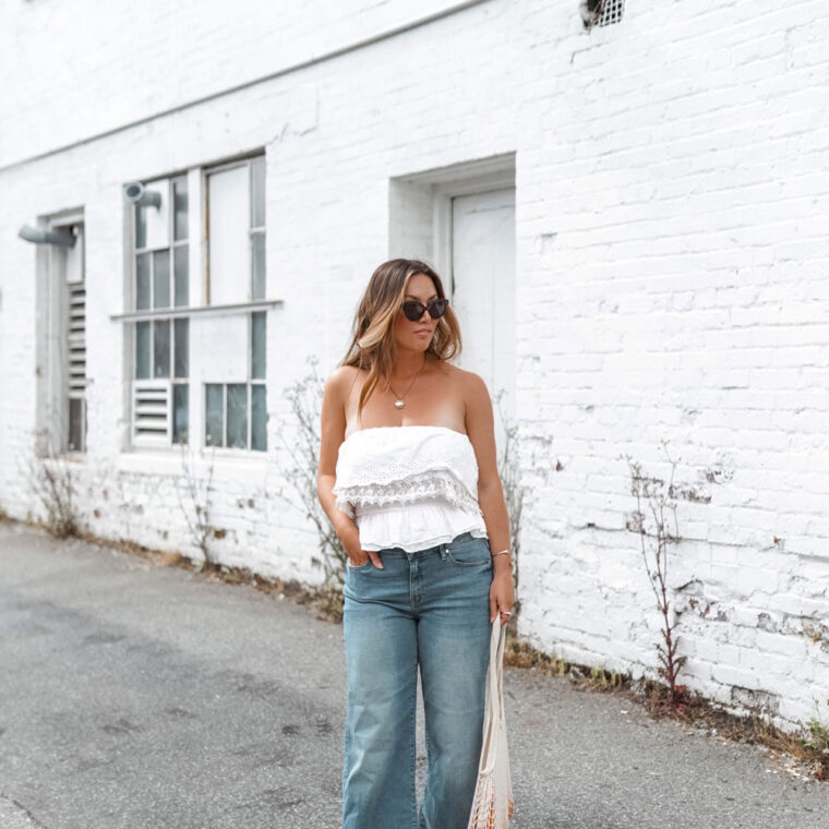 Perfect easy summer-ready cropped jeans outfit idea in Mavi Romee cropped jeans paired with a white crop top and nude Ted Baker pumps, styled by To Vogue or Bust.