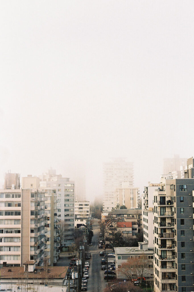 Foggy city view