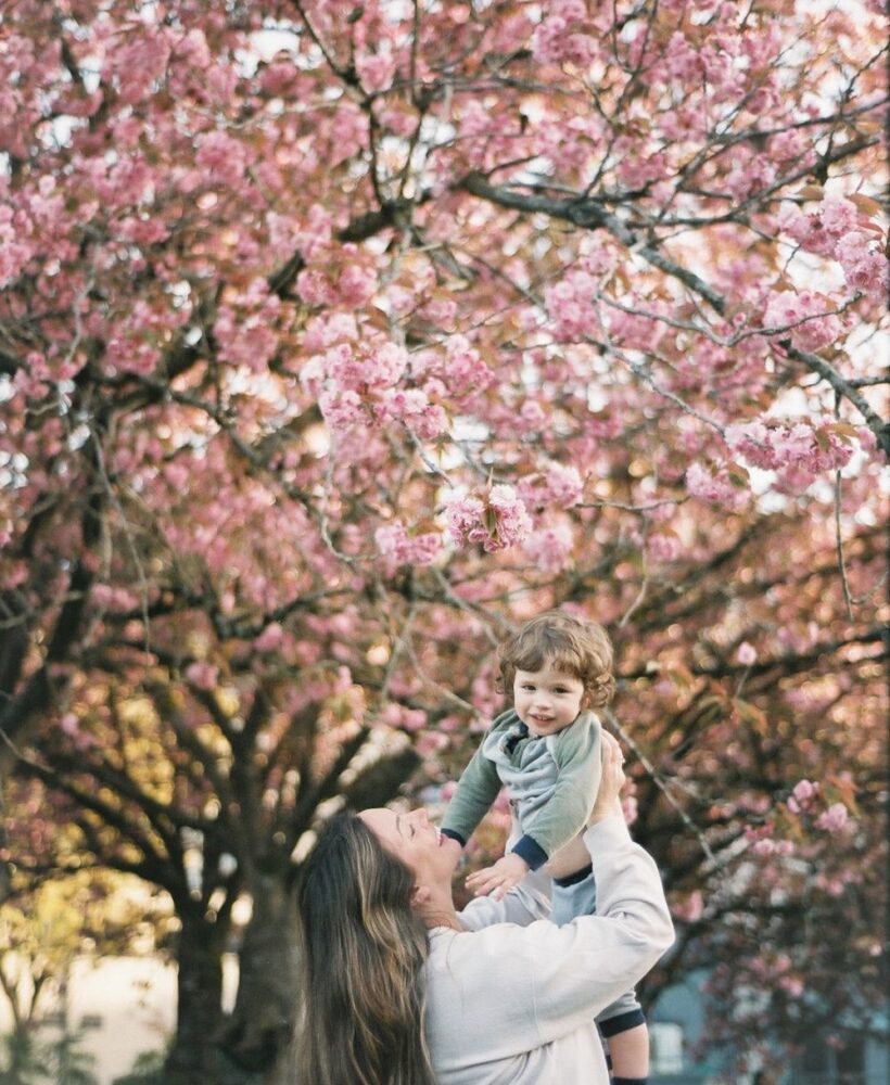 cherry blossom maternity shoot