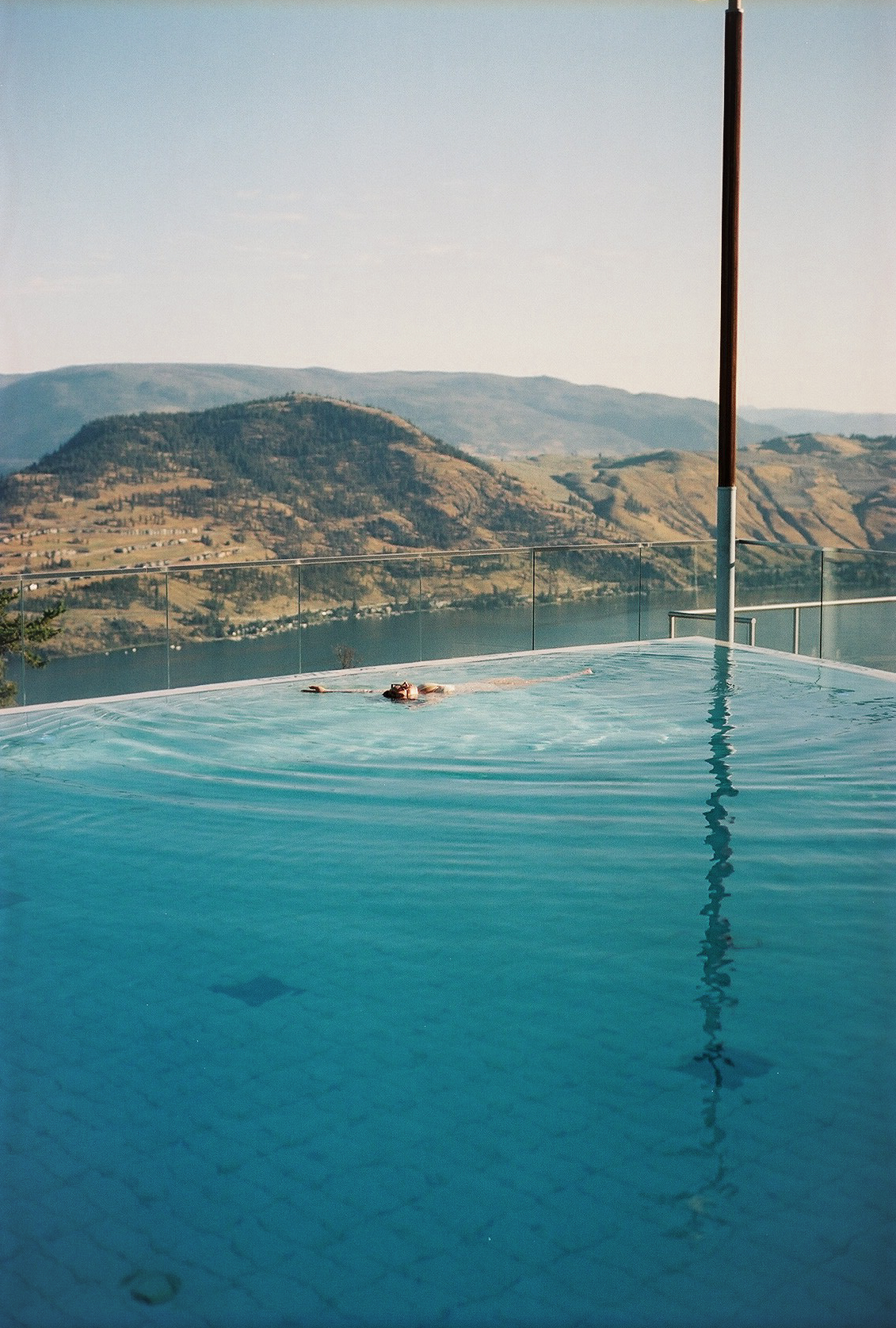 The pool at Sparkling Hill Resort overlooking Okanagan Lake