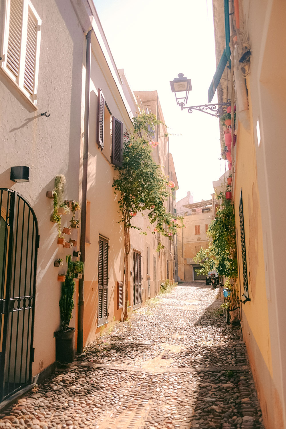 Colorful buildings in Alghero old town, Sardinia, Italy