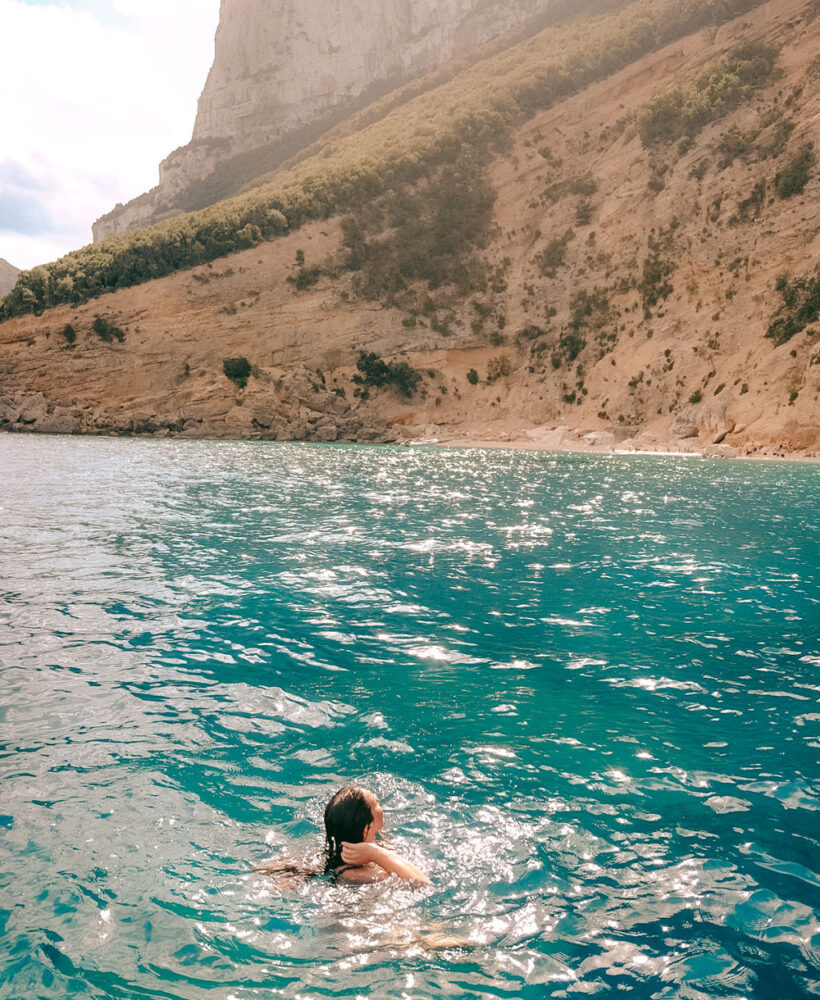Turquoise waters and rugged coastline near Baunei, Sardinia