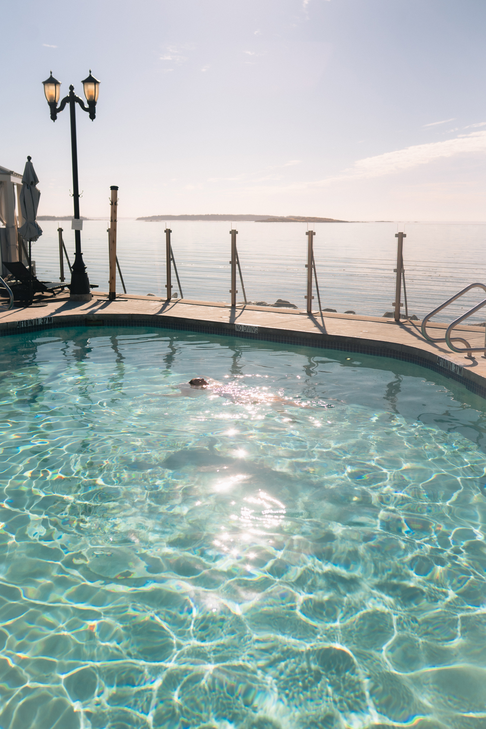 Sparkling oceanfront pool at Oak Bay Beach Hotel on Vancouver Island