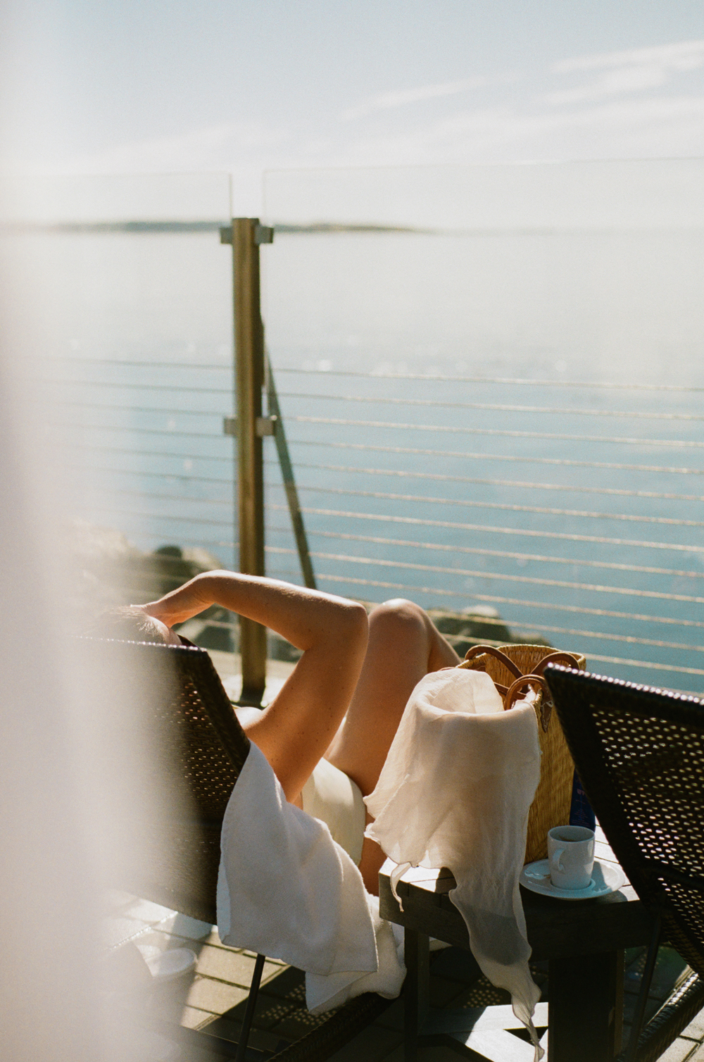 Relaxing poolside overlooking the Salish Sea on Vancouver Island