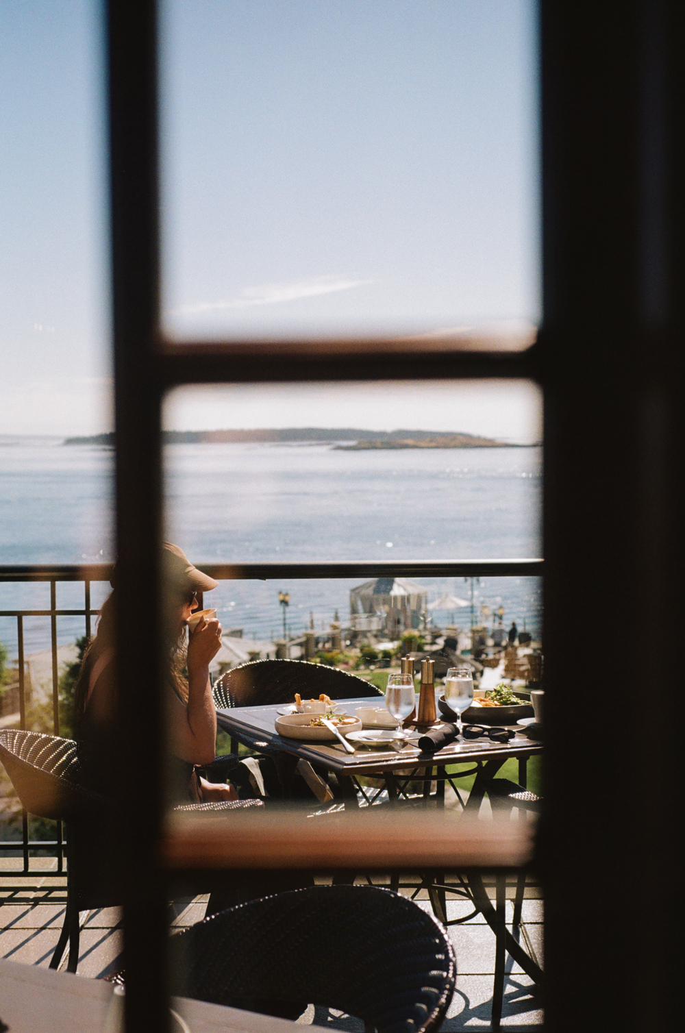 Breakfast overlooking the ocean at Oak Bay Beach Hotel in Victoria
