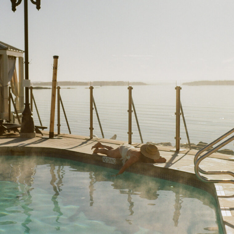 Oceanfront mineral pool and sea view at Oak Bay Beach Hotel