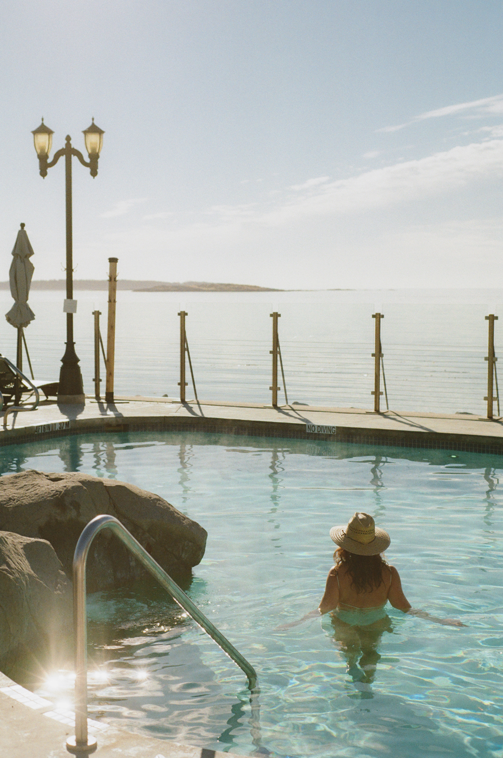 Relaxing in the seaside mineral pools at Oak Bay Beach Hotel