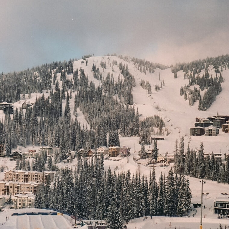 Ski slopes and snowy mountain scenery at SilverStar Mountain Resort