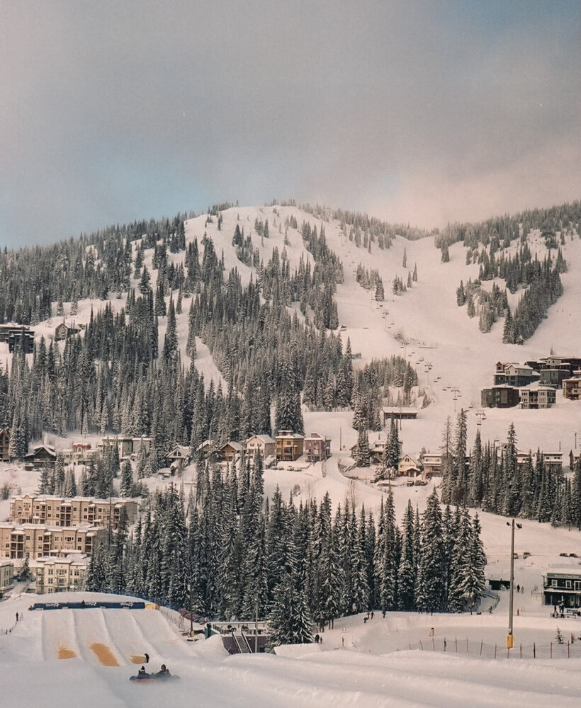 Ski slopes and snowy mountain scenery at SilverStar Mountain Resort