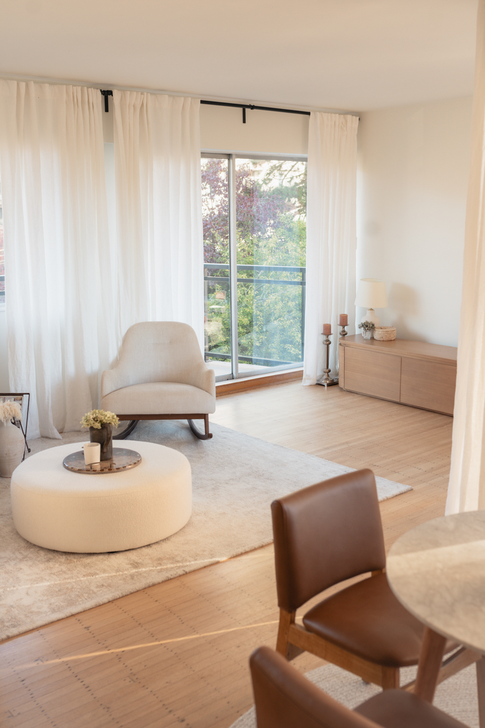 Finished living room with fresh neutral paint after professional interior painting in Vancouver