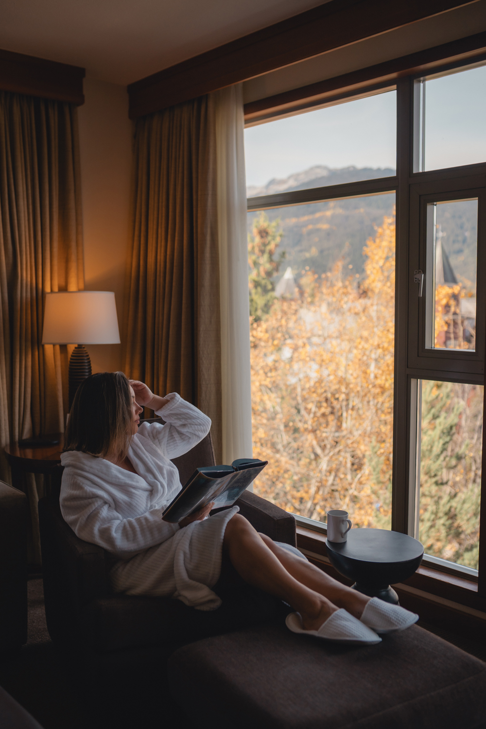 Cozy morning by the window at Pan Pacific Whistler Village Centre