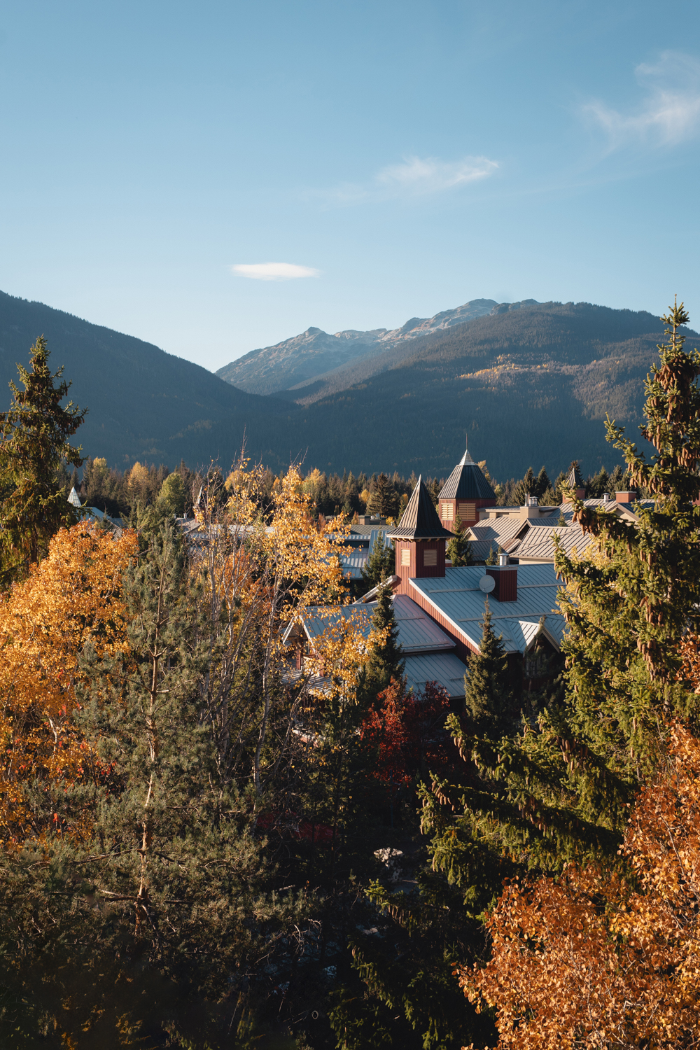 Autumn mountain and village views in Whistler, British Columbia